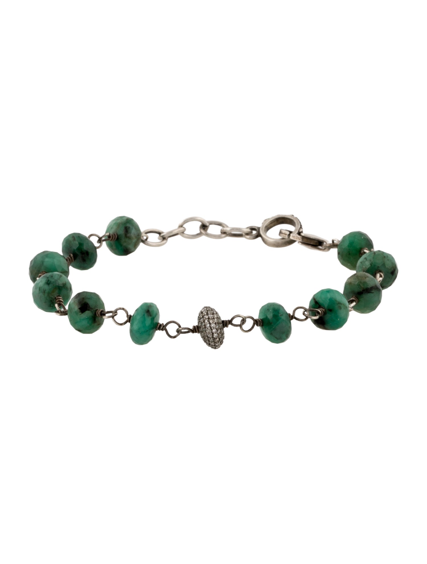 Sheryl Lowe Emerald & Diamond Bead Bracelet
