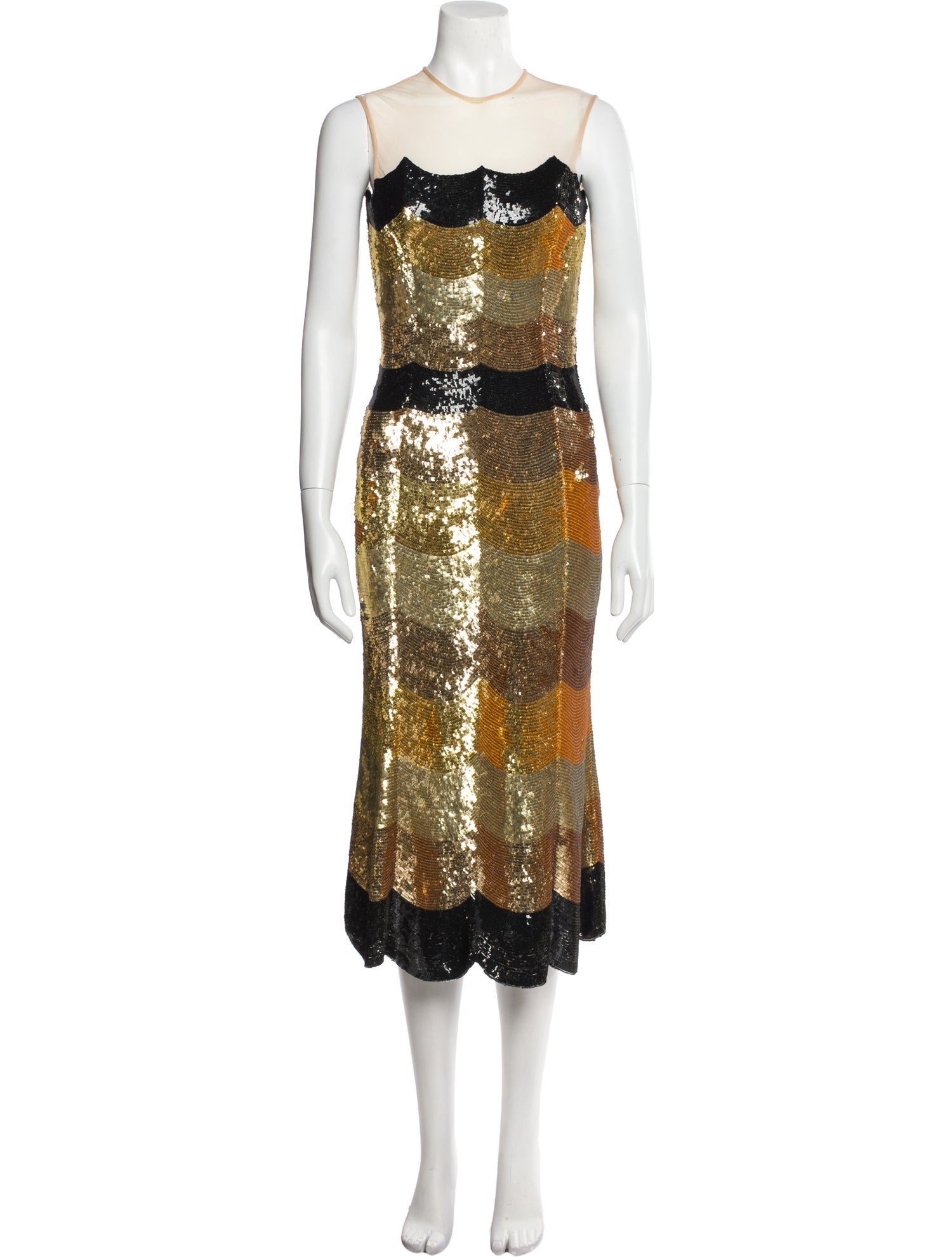 L'Wren Scott Striped Midi Length Dress