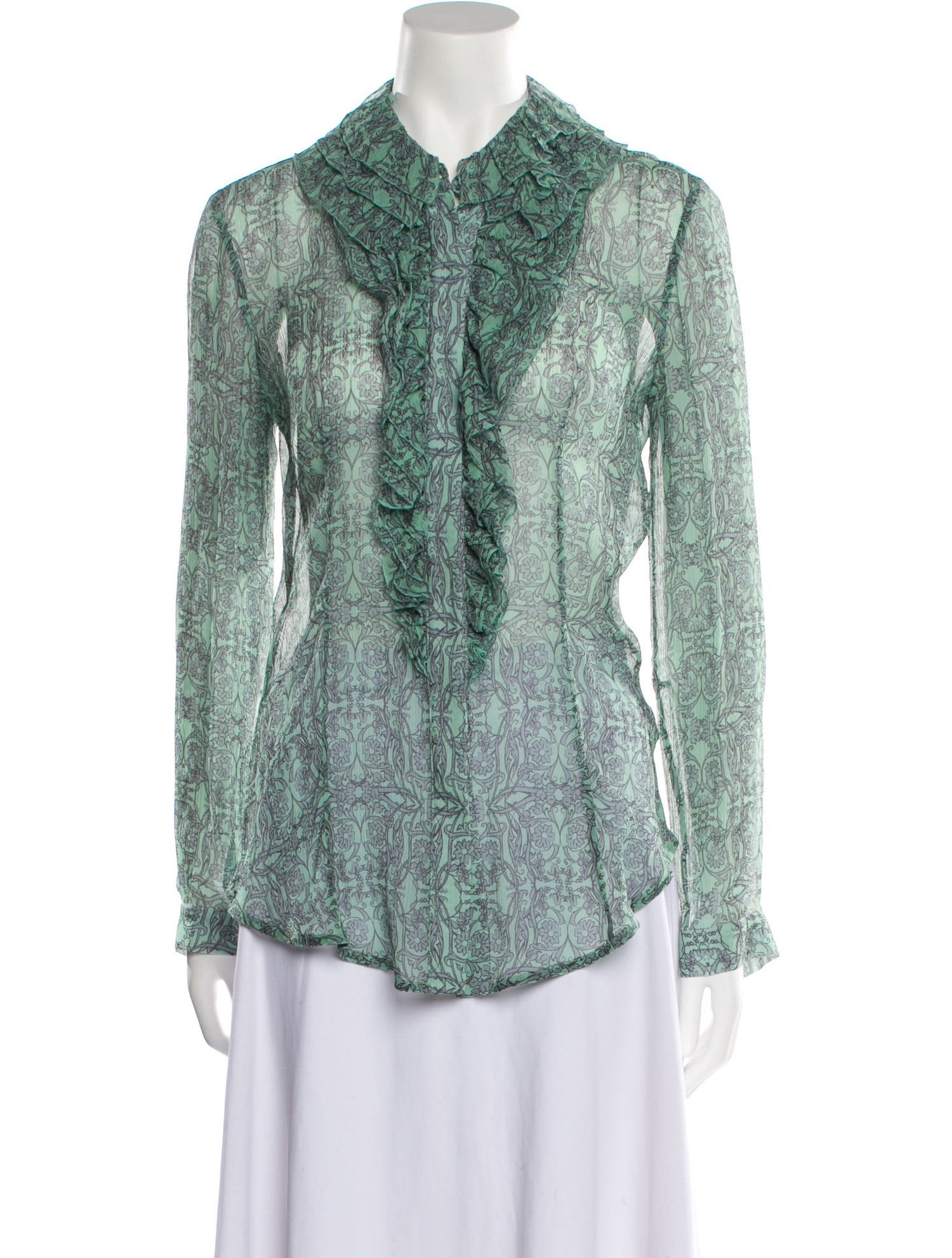 L'Wren Scott Silk Animal Print Button-Up Top