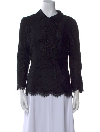 L'Wren Scott Lace Pattern Mock Neck Top