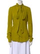 L'Wren Scott Linen Mock Neck Blouse