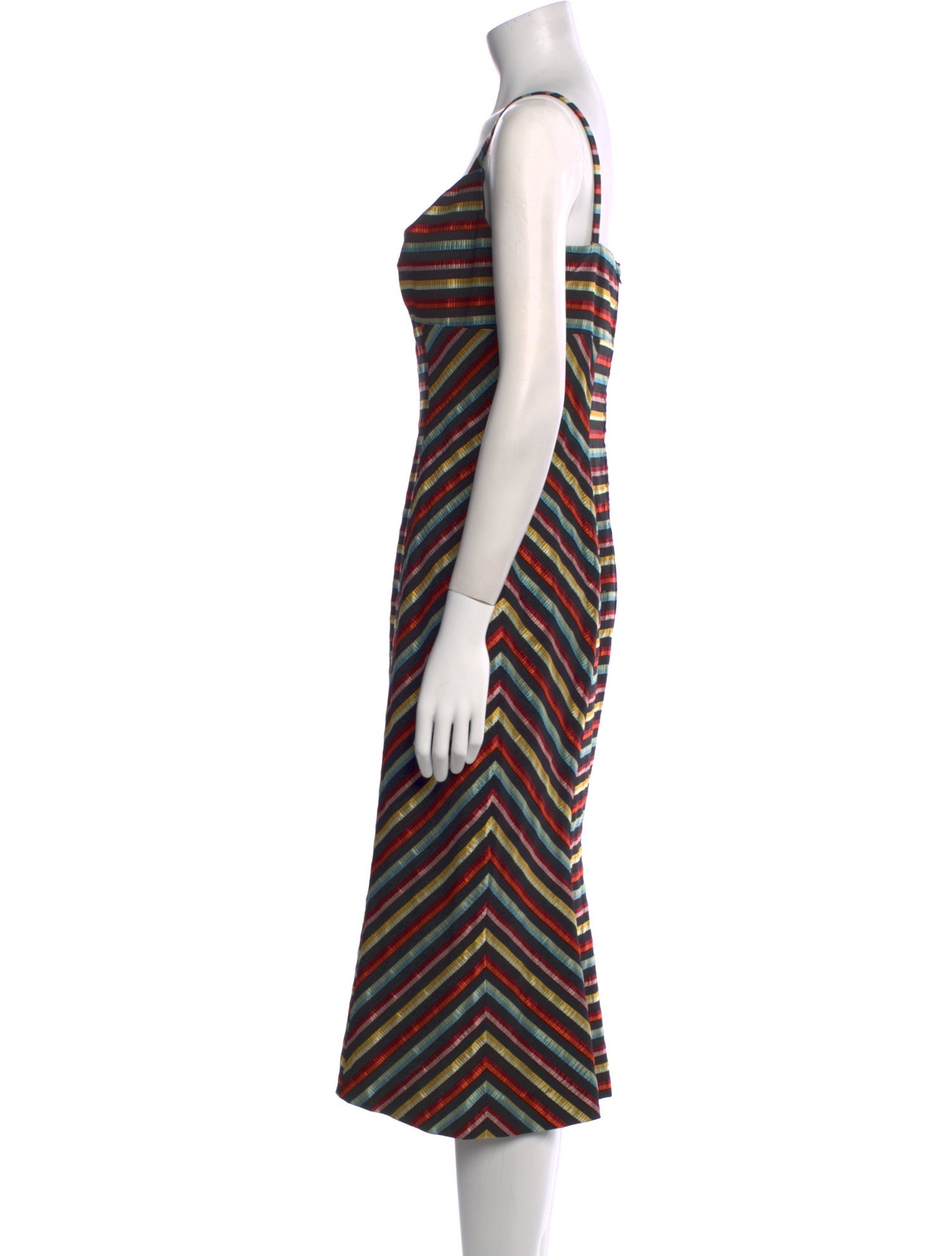 L'Wren Scott Striped Midi Length Dress