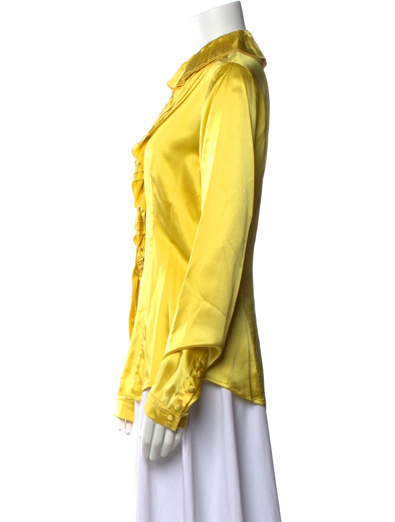 L'Wren Scott Silk Mock Neck Button-Up Top