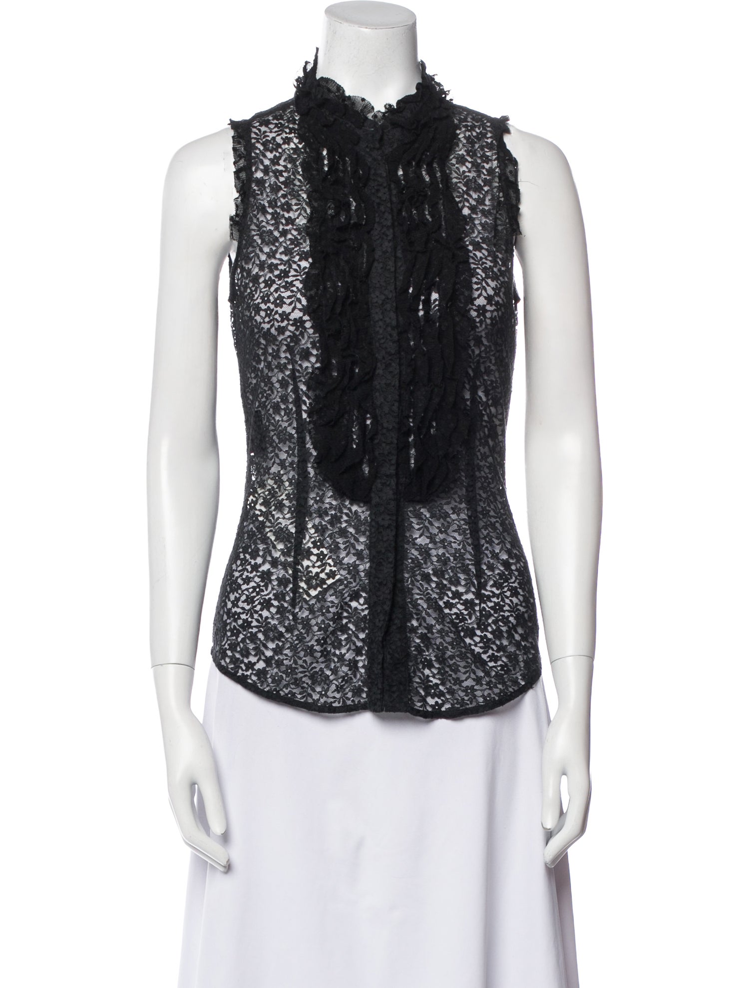 L'Wren Scott Lace Pattern Mock Neck Top