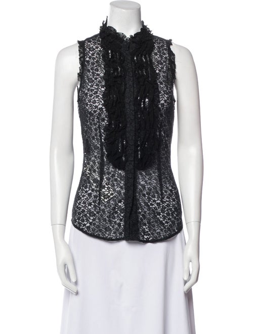 L'Wren Scott Lace Pattern Mock Neck Top