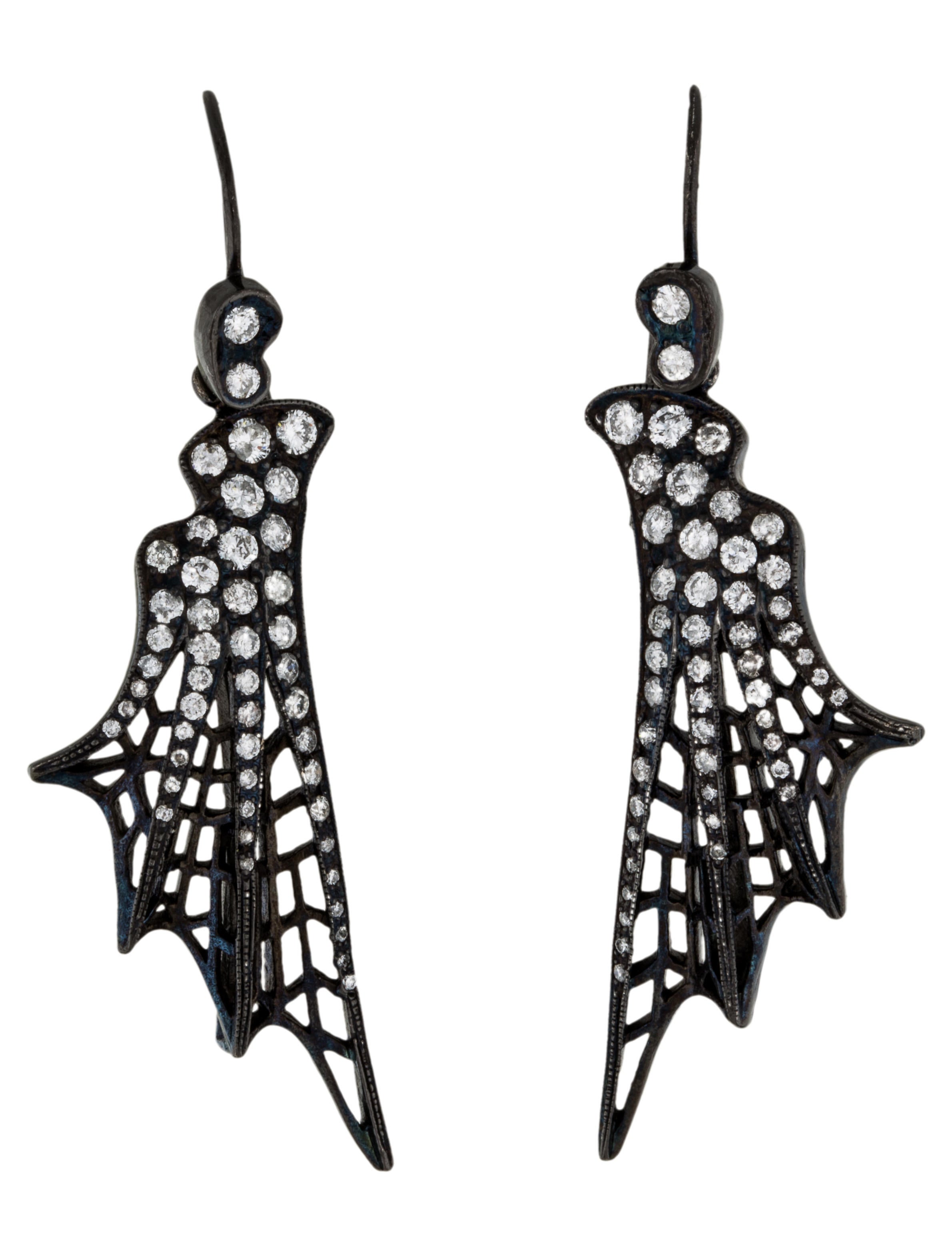 Lynn Ban Dragon Wing Earrings Sterling Silver Drop, Earrings