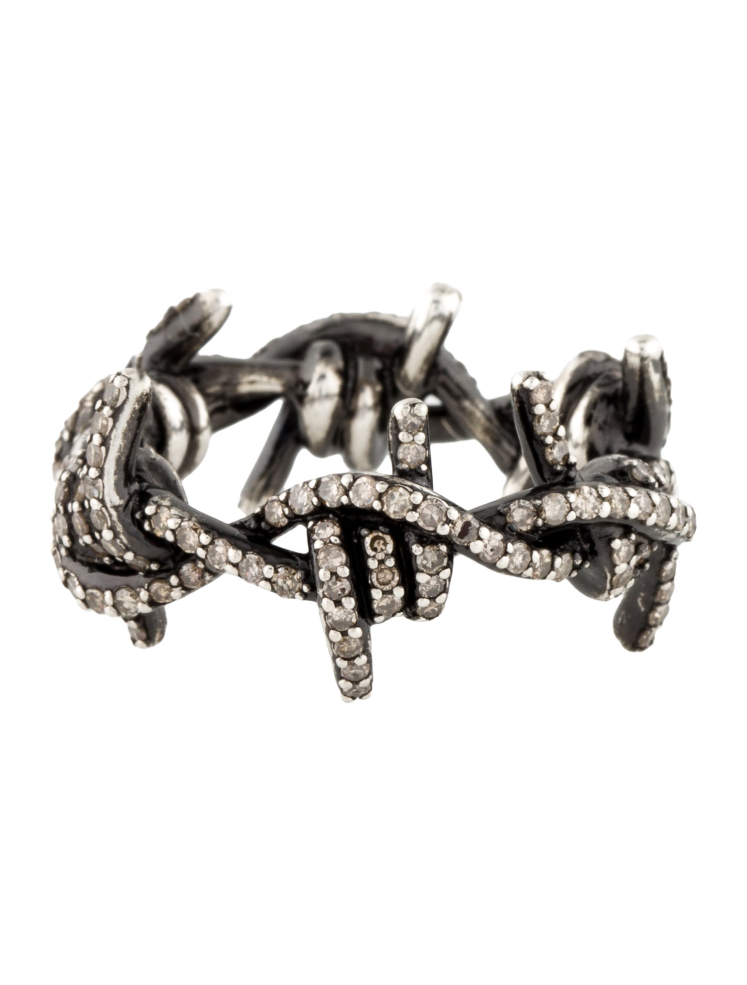 Lynn Ban Diamond Pavé 'Barbed Wire' Band Sterling Silver Band, Rings LYB20244 The RealReal