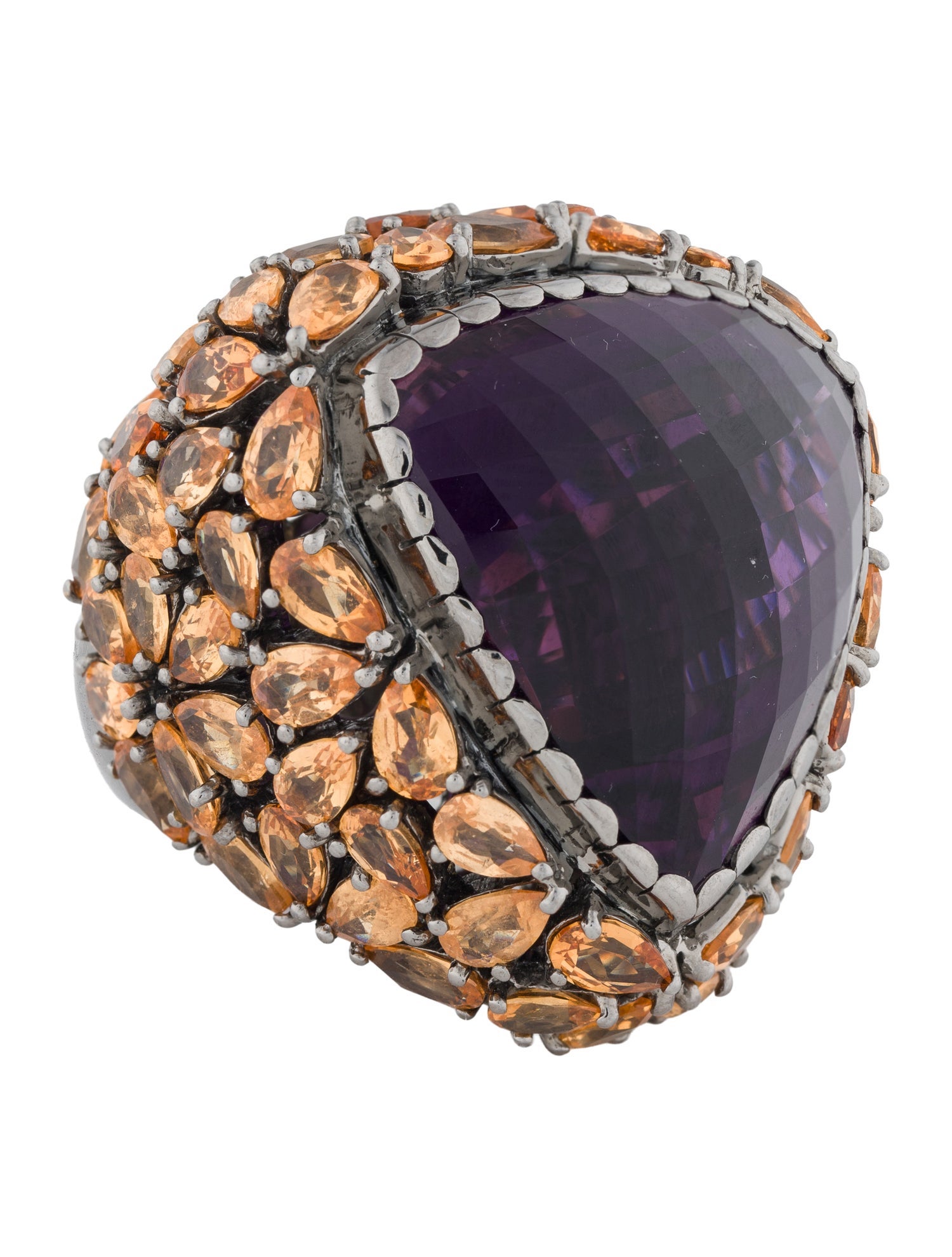 Lydia Courteille 18K Amethyst & Spessartine Garnet Large Cocktail Ring