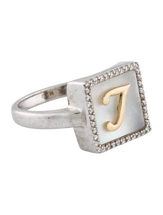 M2 by Mary Margrill Mother of Pearl & Diamond 'L' Initial Ring