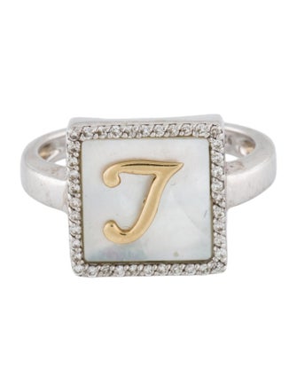M2 by Mary Margrill Mother of Pearl & Diamond 'L' Initial Ring