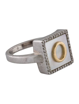 M2 by Mary Margrill Mother of Pearl & Diamond 'O' Initial Ring