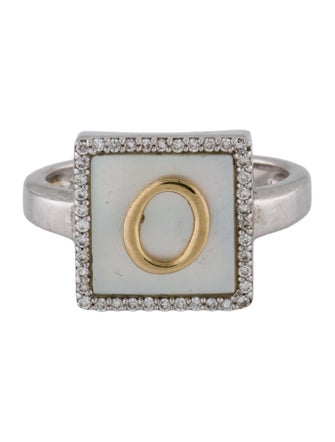 M2 by Mary Margrill Mother of Pearl & Diamond 'O' Initial Ring