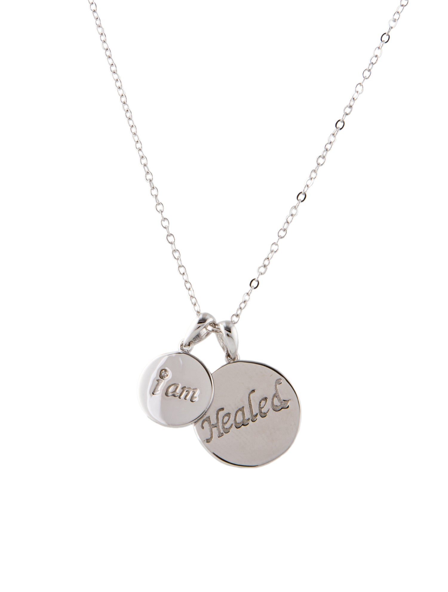 M2 by Mary Margrill Diamond 'I am Healed' Double Disc Pendant Necklace