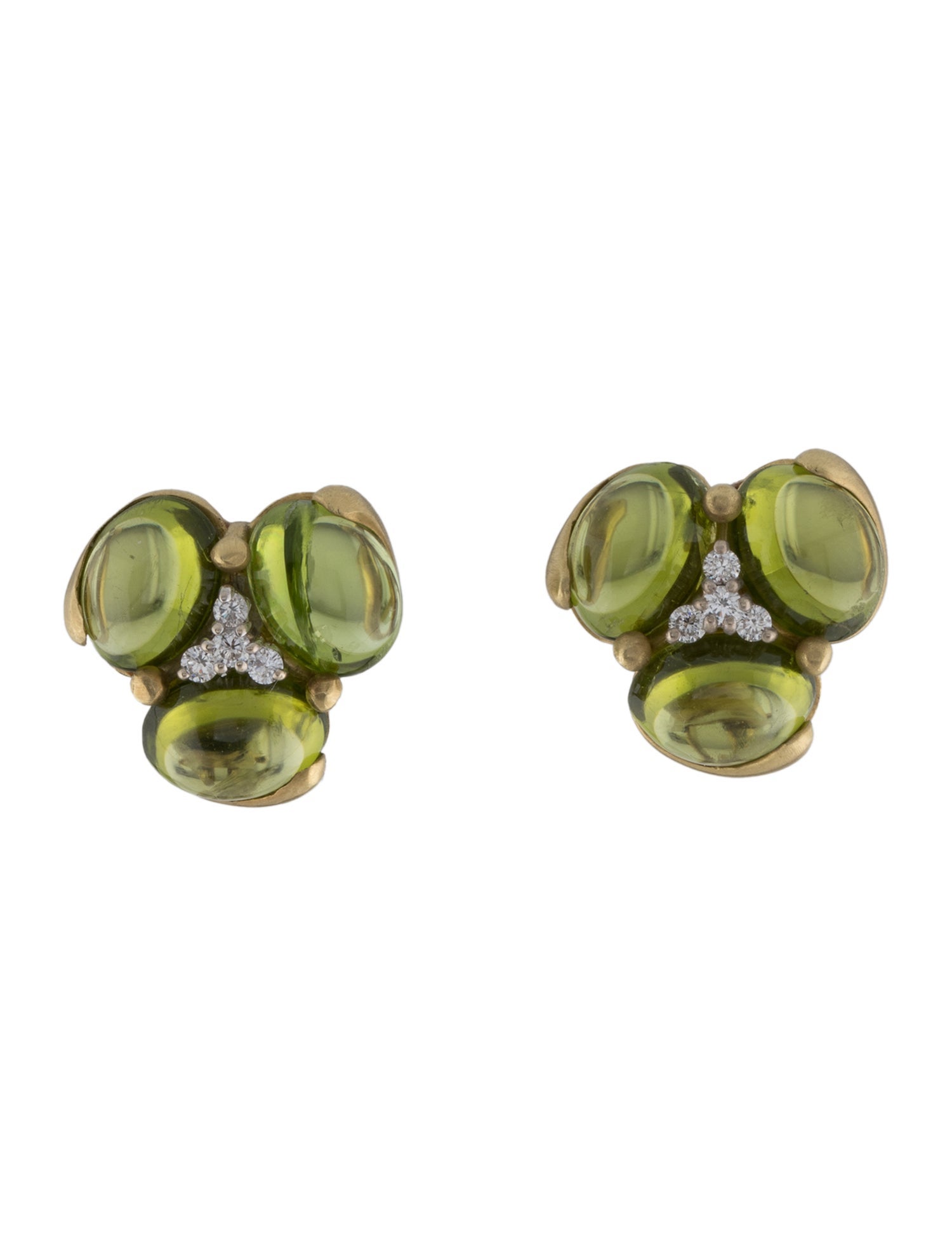 Maz 18K Peridot & Diamond Cluster Earclip Earrings