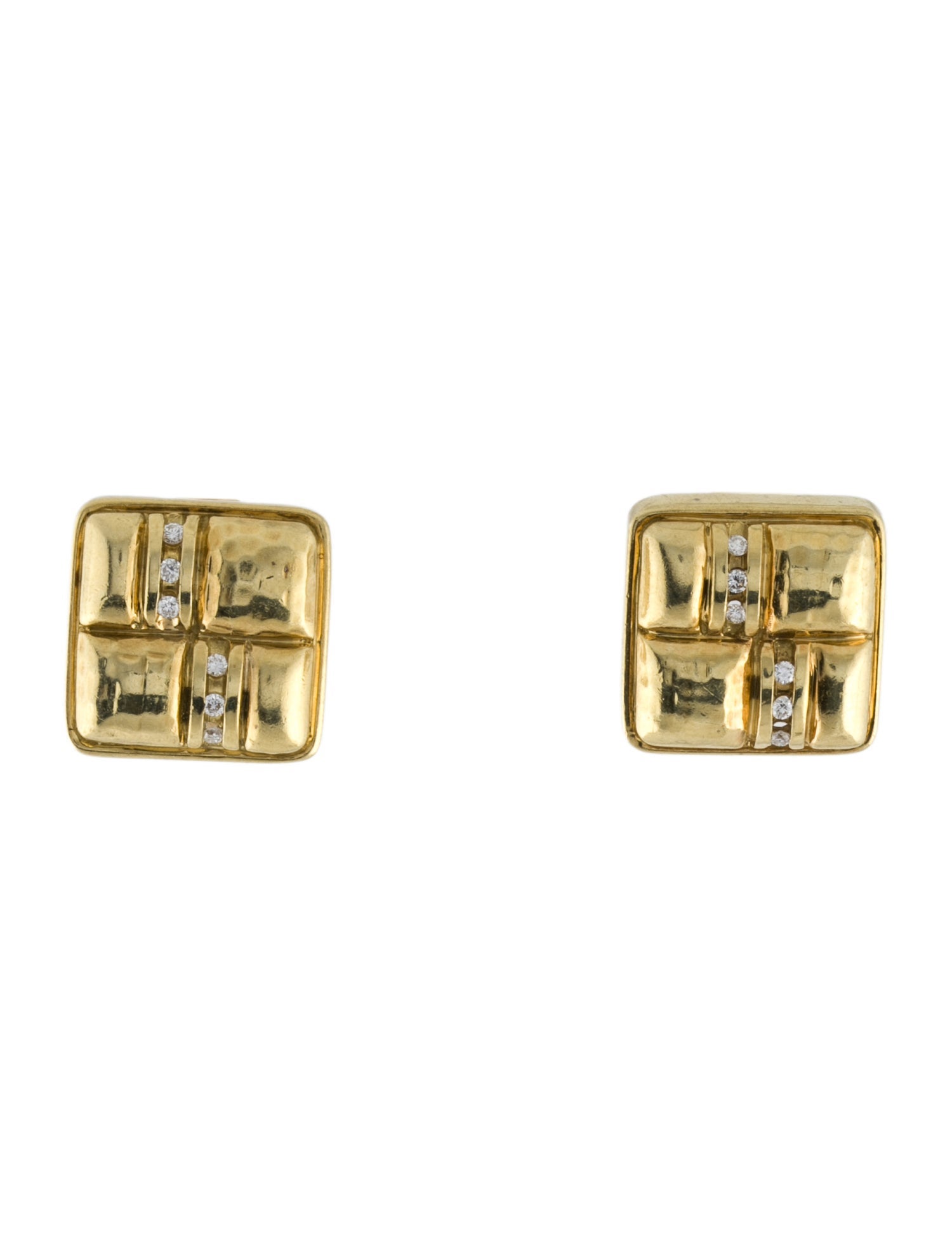 Maz 18K Diamond Quilted Clip On Earrings