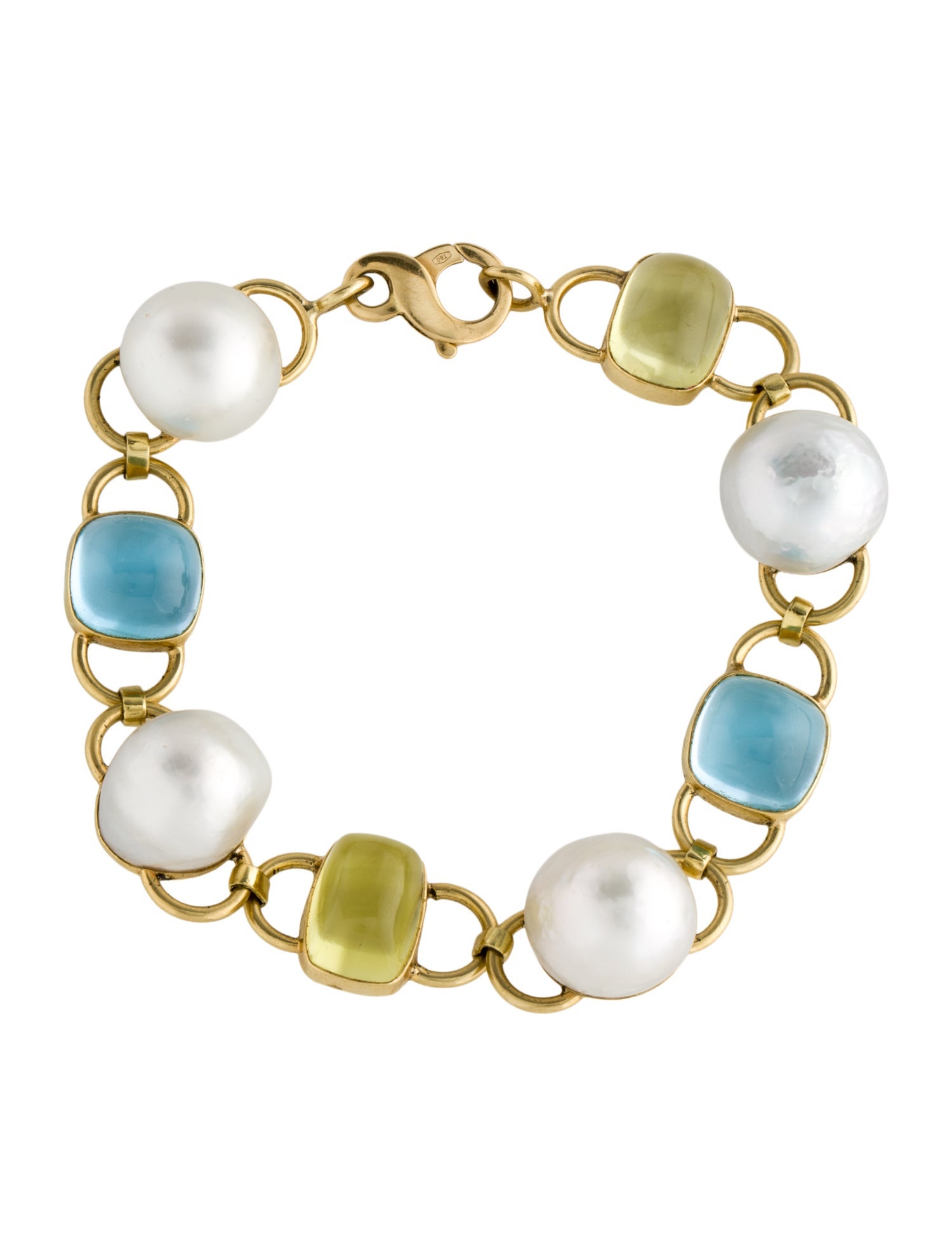 Maz 18K Pearl Topaz & Quartz Station Bracelet
