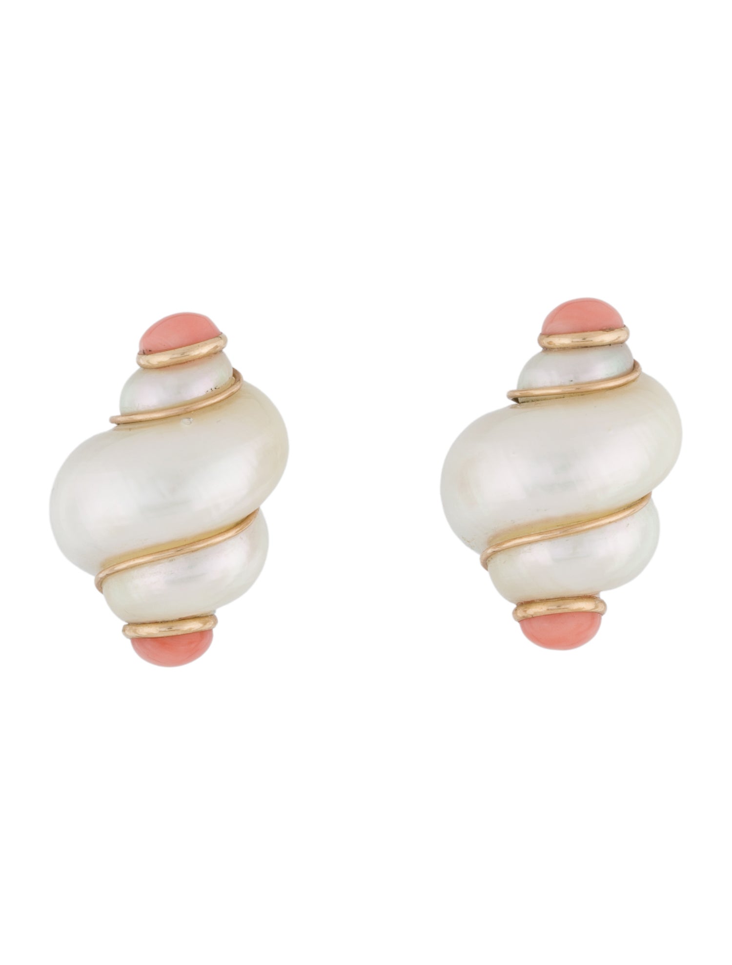 Maz Mother of Pearl, Shell & Coral Clip On Earrings
