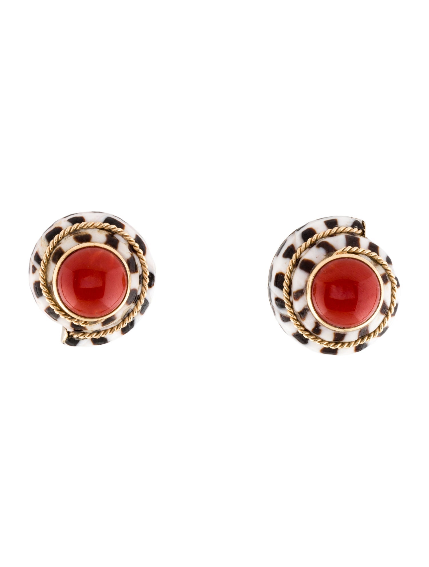 Maz 14K Shell & Coral Clip-On Earrings