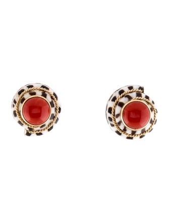 Maz 14K Shell & Coral Clip-On Earrings