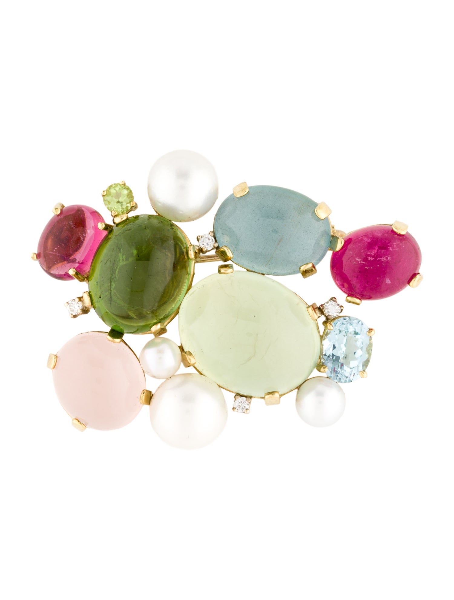 Maz 18K Multistone & Diamond Pendant Brooch