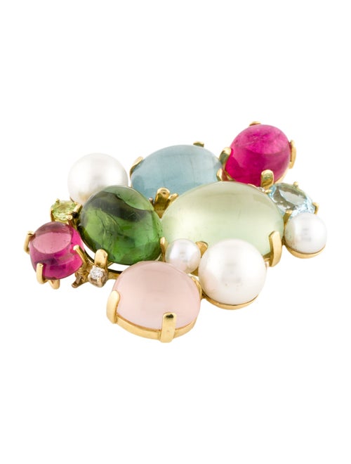 Maz 18K Multistone & Diamond Pendant Brooch