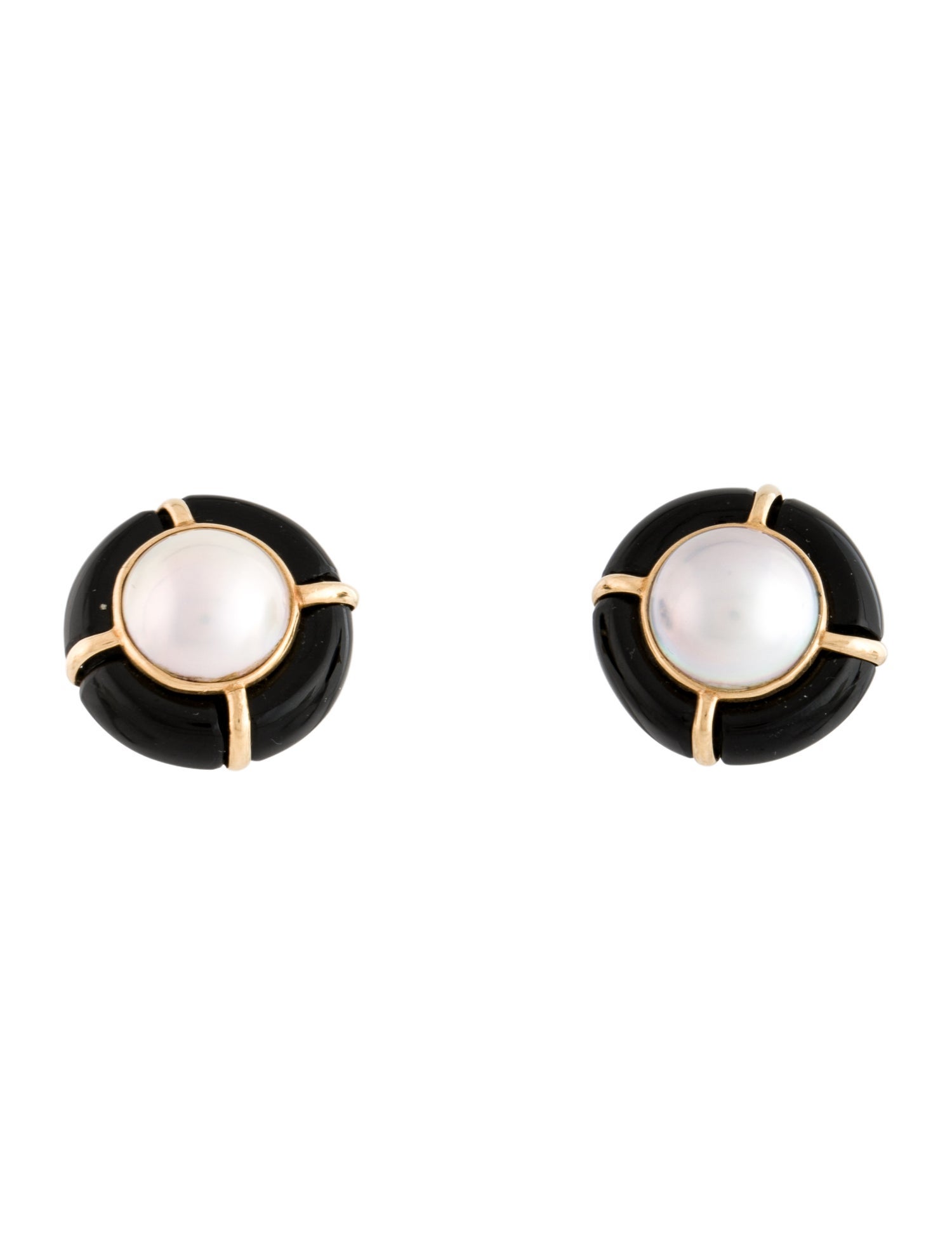 Maz Pearl & Onyx Stud Earrings