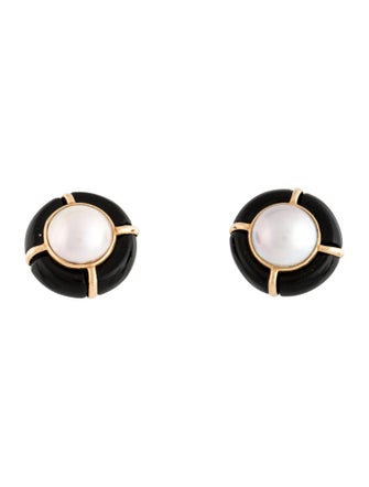 Maz Pearl & Onyx Stud Earrings