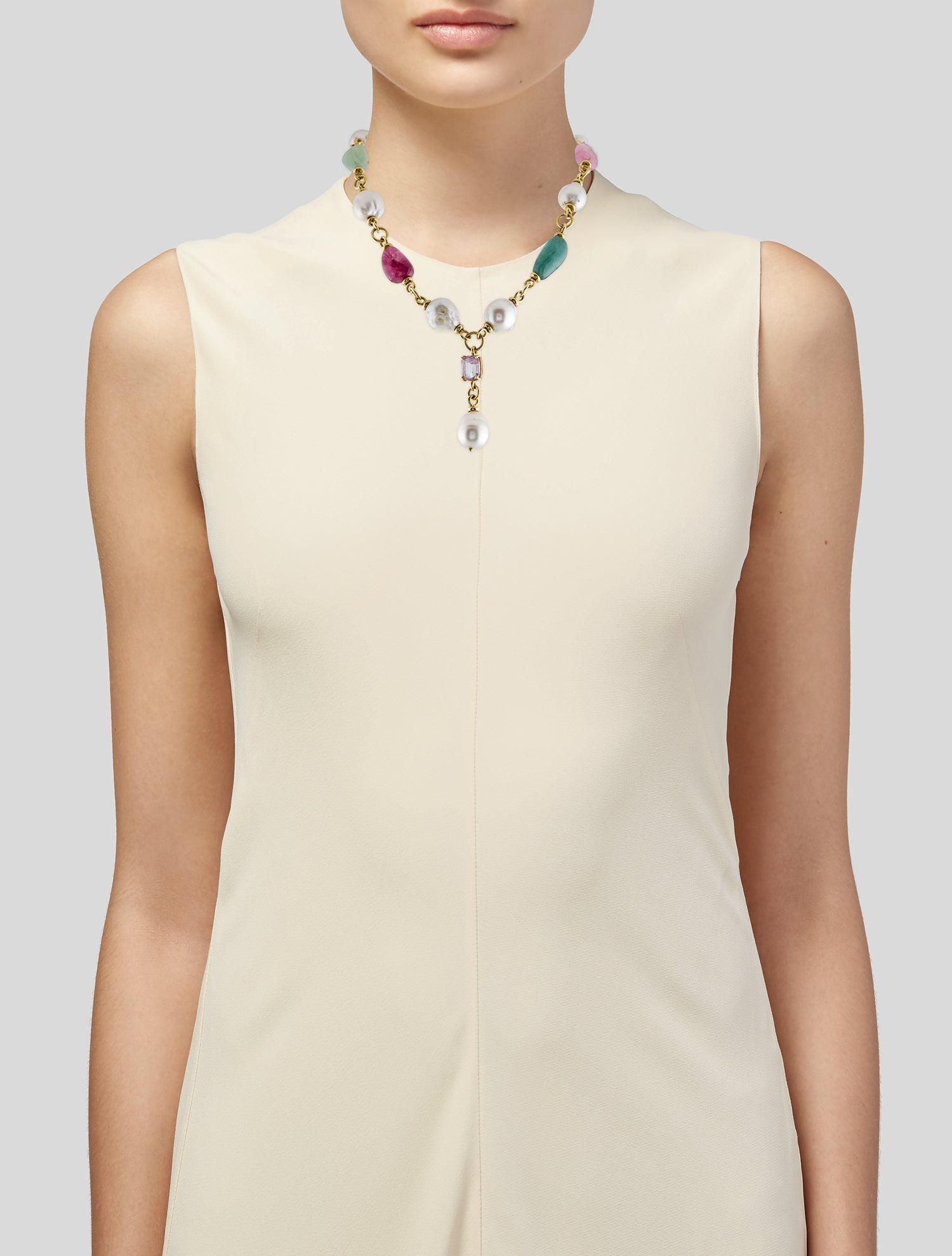 Maz 18K Pearl & Multi-Stone Lavalier Necklace