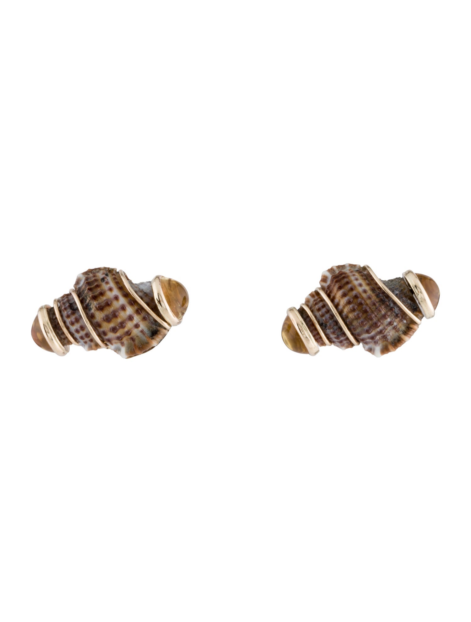 Maz 14K Shell & Citrine Stud Earrings