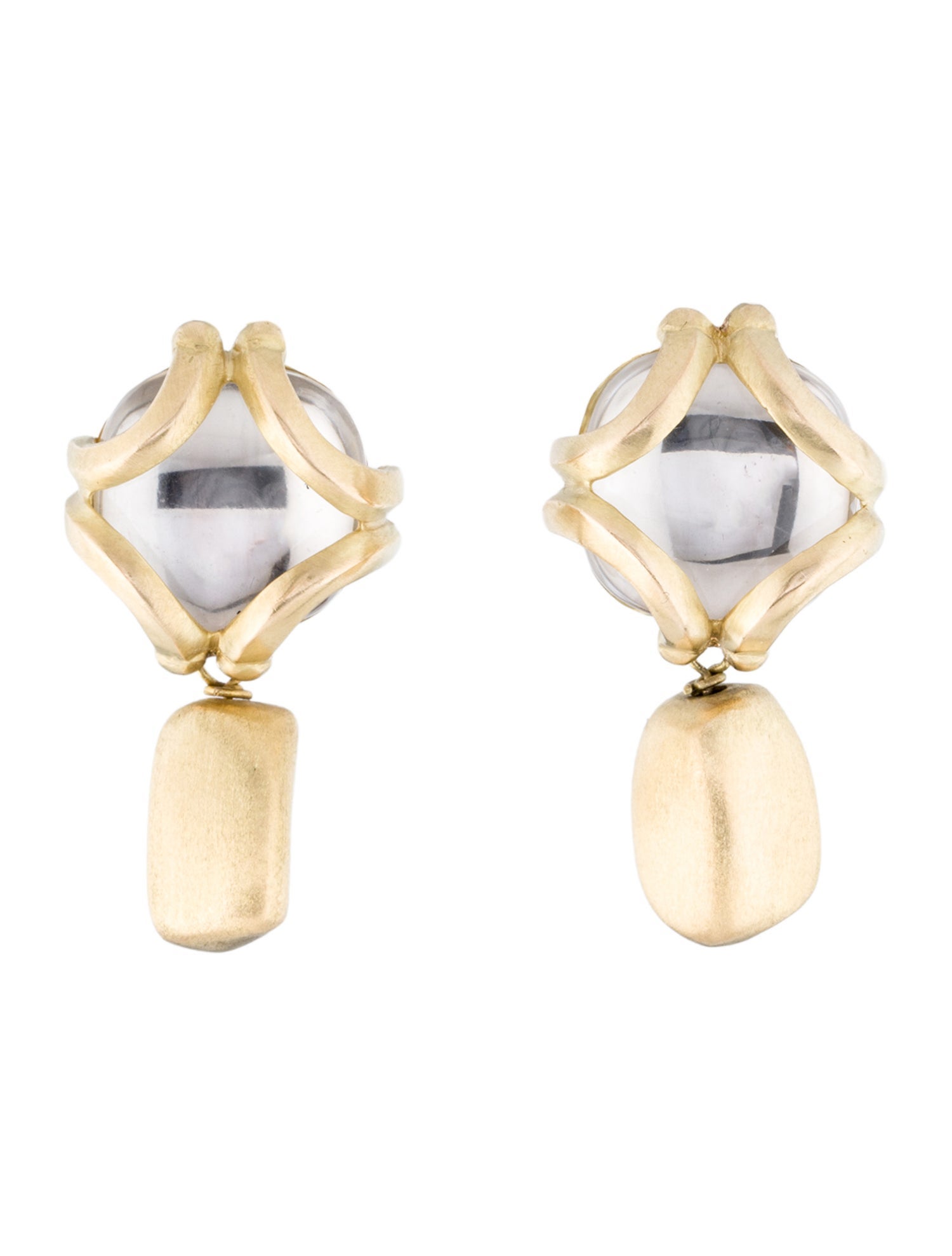 Maz 14K Rock Crystal Convertible Earrings w/ Unbranded 18K Earring Enhancers