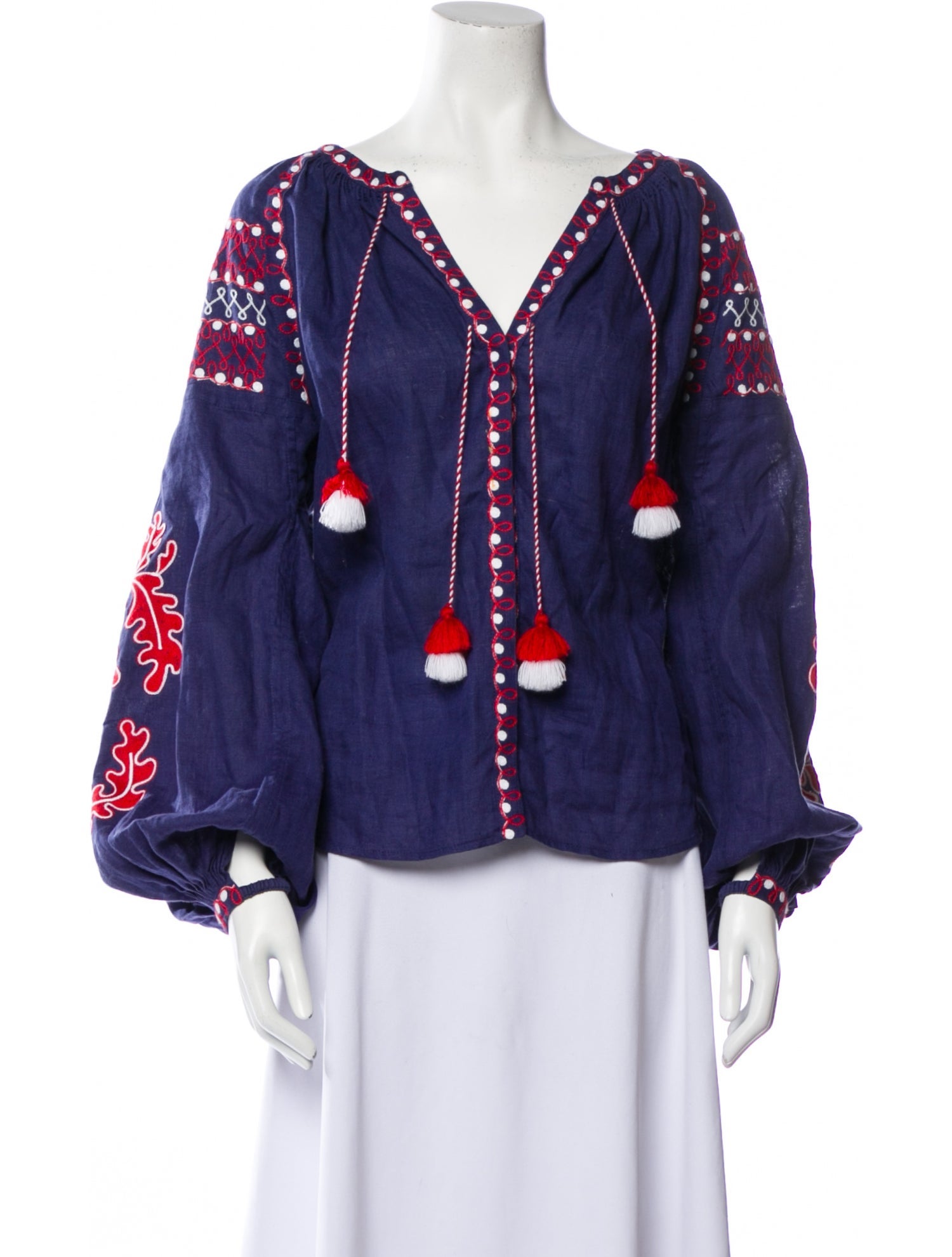 March Linen Polka Dot Print Blouse