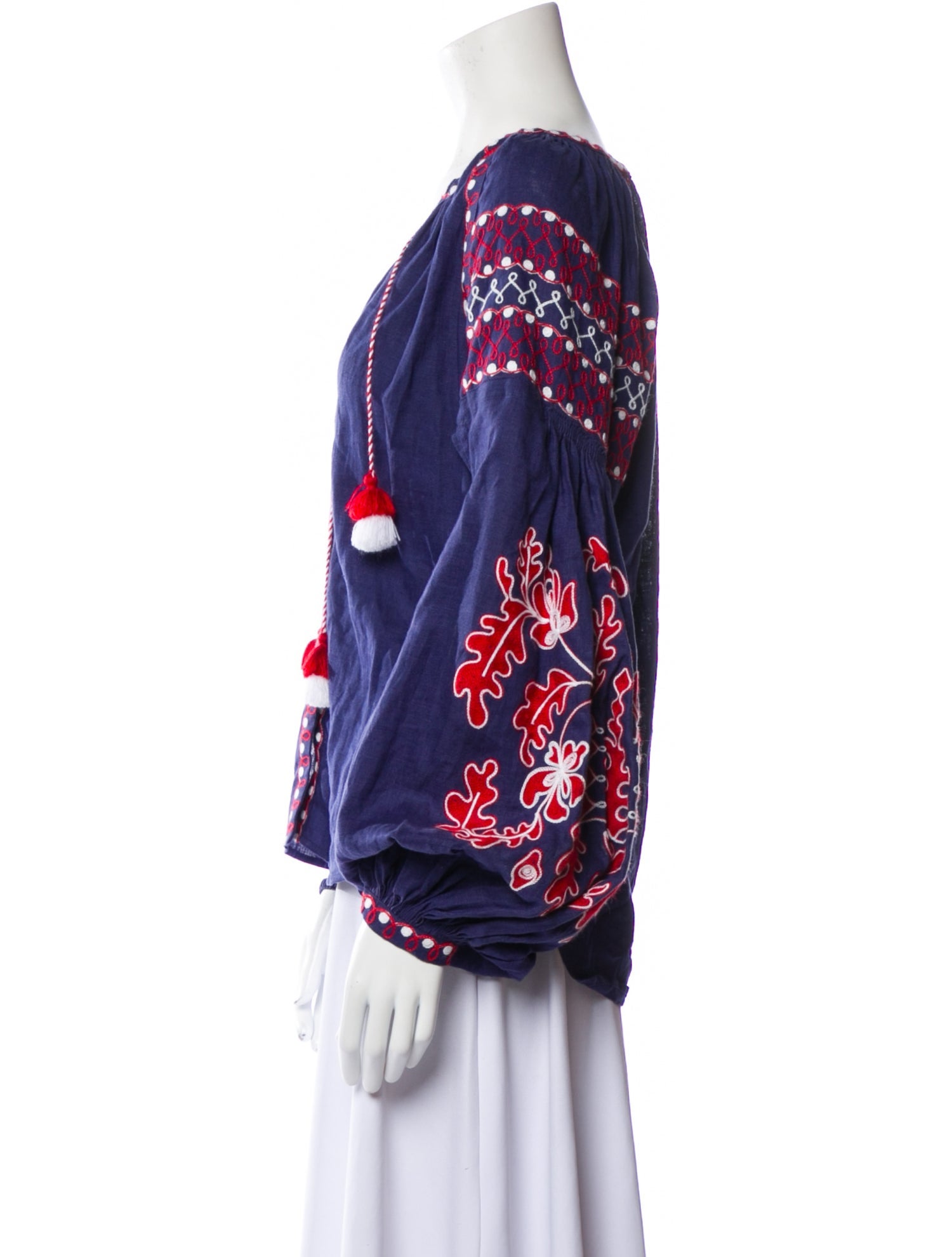 March Linen Polka Dot Print Blouse