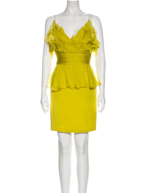 Marchesa Silk Mini Dress Green