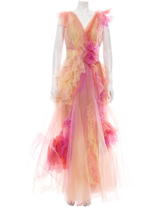Marchesa 2019 Tulle Gown Yellow