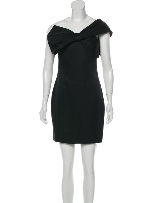 Marchesa One-Shoulder Silk Dress Black