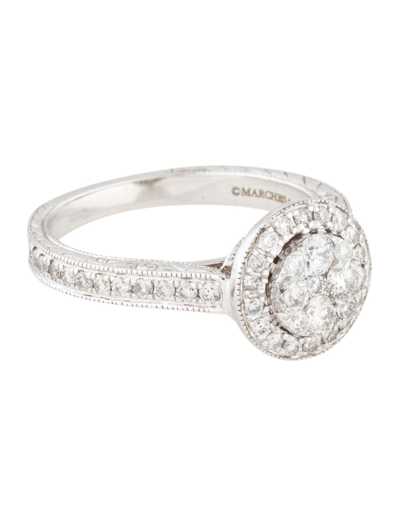 Marchesa 14K Diamond Cocktail Ring RhodiumPlated 14K White Gold