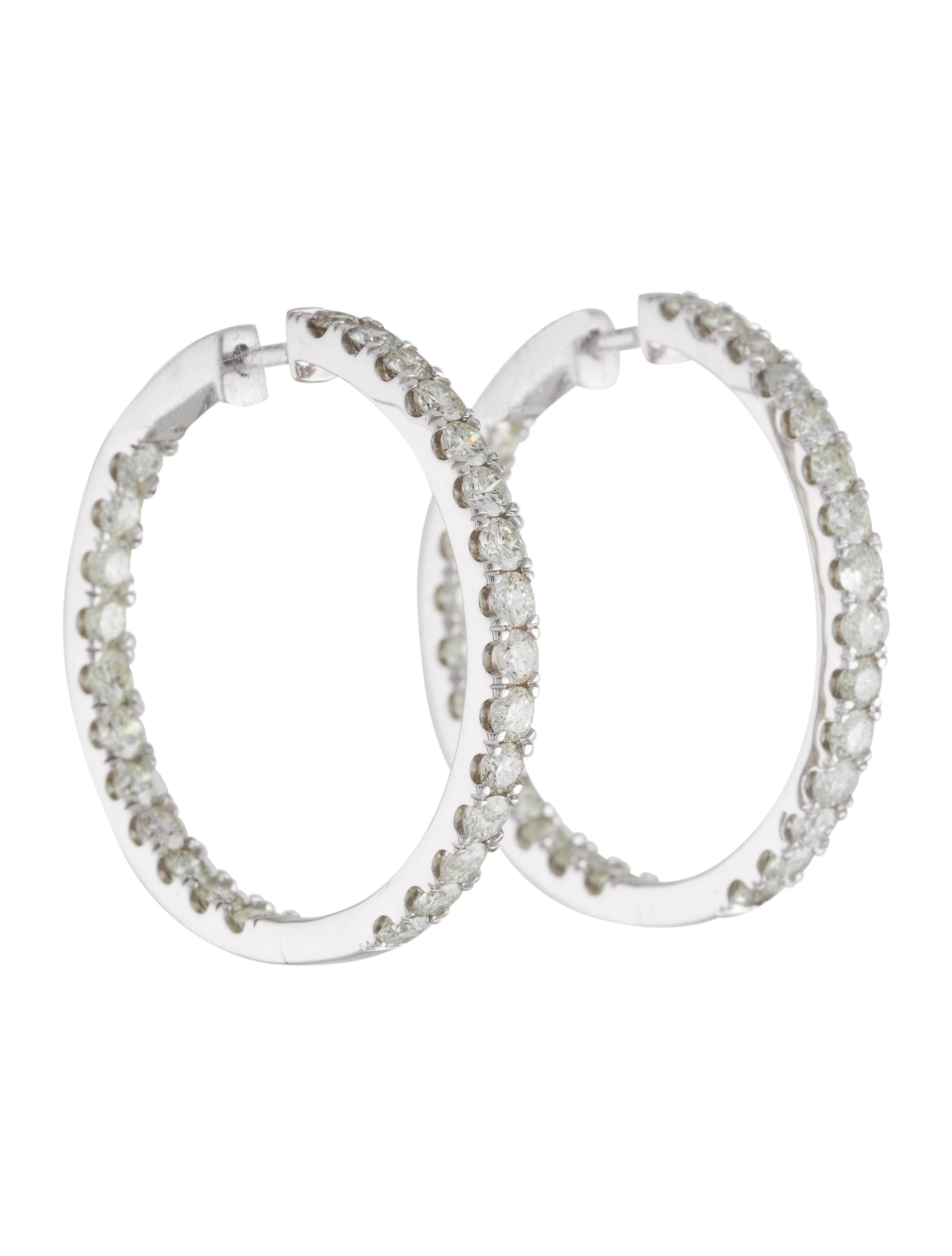 Roberto Coin 18K Diamond Small InsideOut Hoop Earrings Rhodium