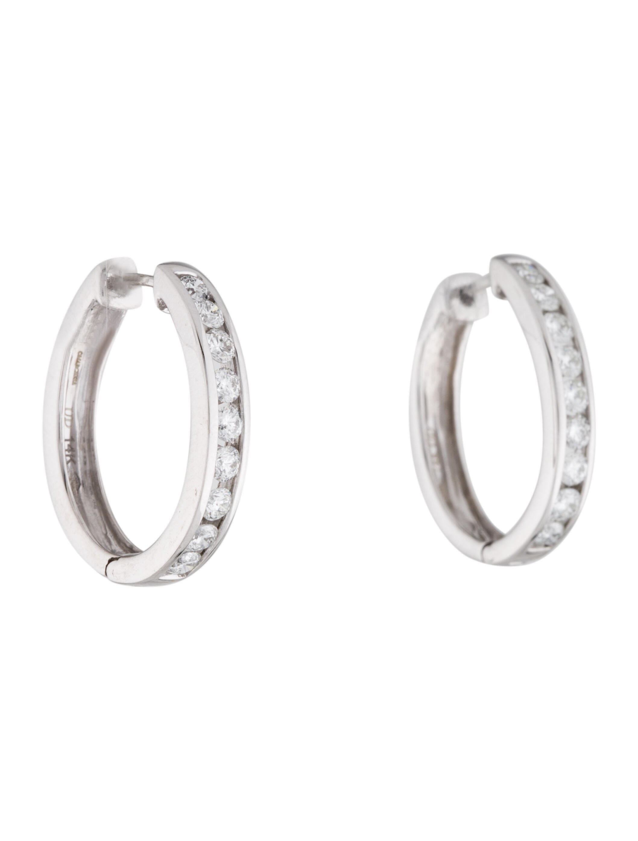 Earrings 14K Tube Hoop Earrings RhodiumPlated 14K White Gold Hoop