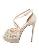 Marchesa Leather Crystal Embellishments Sandals