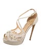 Marchesa Leather Crystal Embellishments Sandals