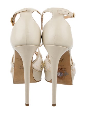 Marchesa Leather Crystal Embellishments Sandals