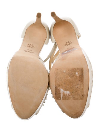 Marchesa Leather Crystal Embellishments Sandals