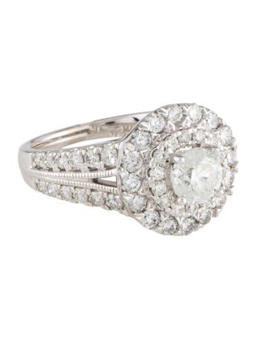 Marchesa Cocktail Ring 14K 2.50ctw Diamond Double Halo 7