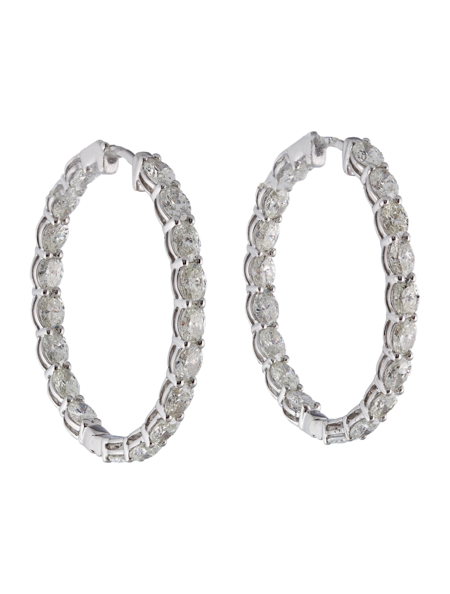 Marchesa 14K 5.00ctw Diamond Inside-Out Oval Hoop Earrings