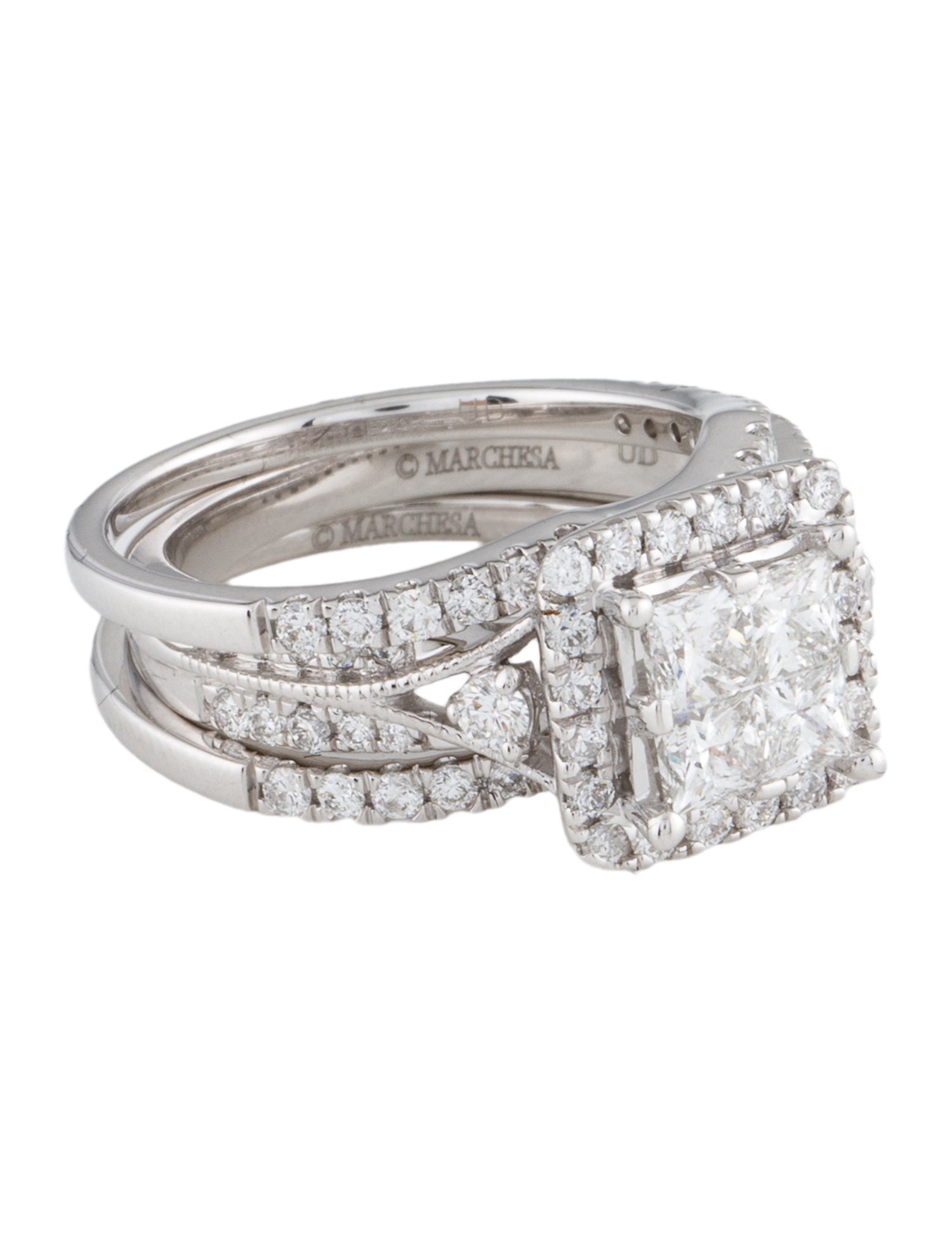 Marchesa 14K 1.75ctw Diamond Wedding Ring Set