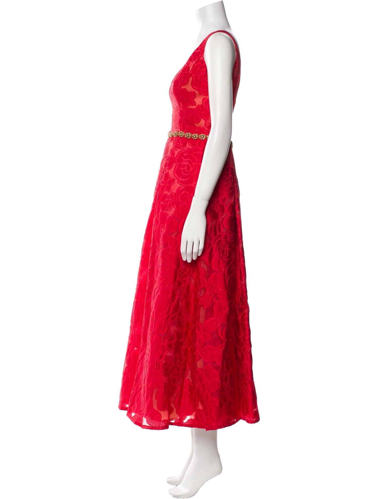 Marchesa Scoop Neck Long Dress