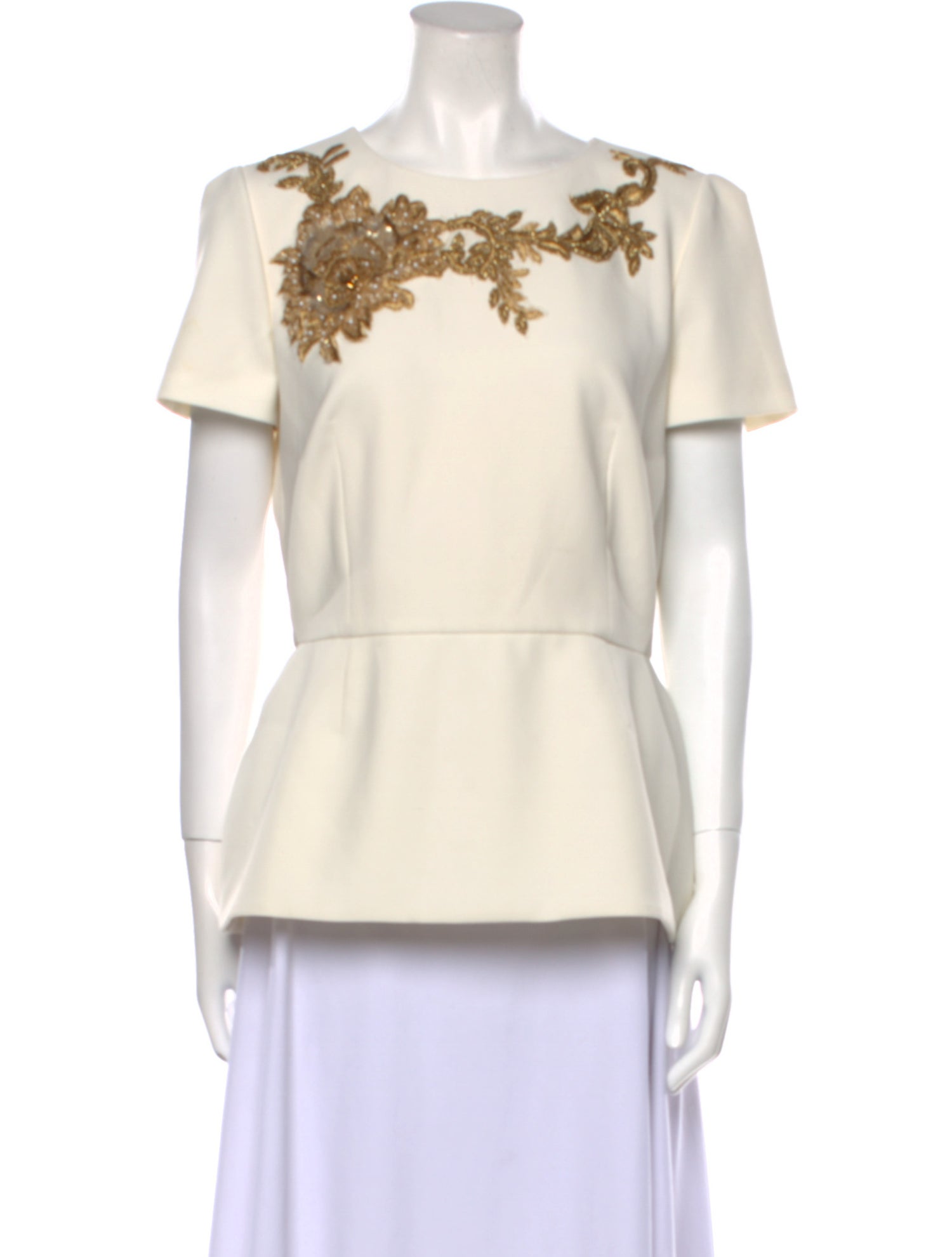 Marchesa Bateau Neckline Short Sleeve Top