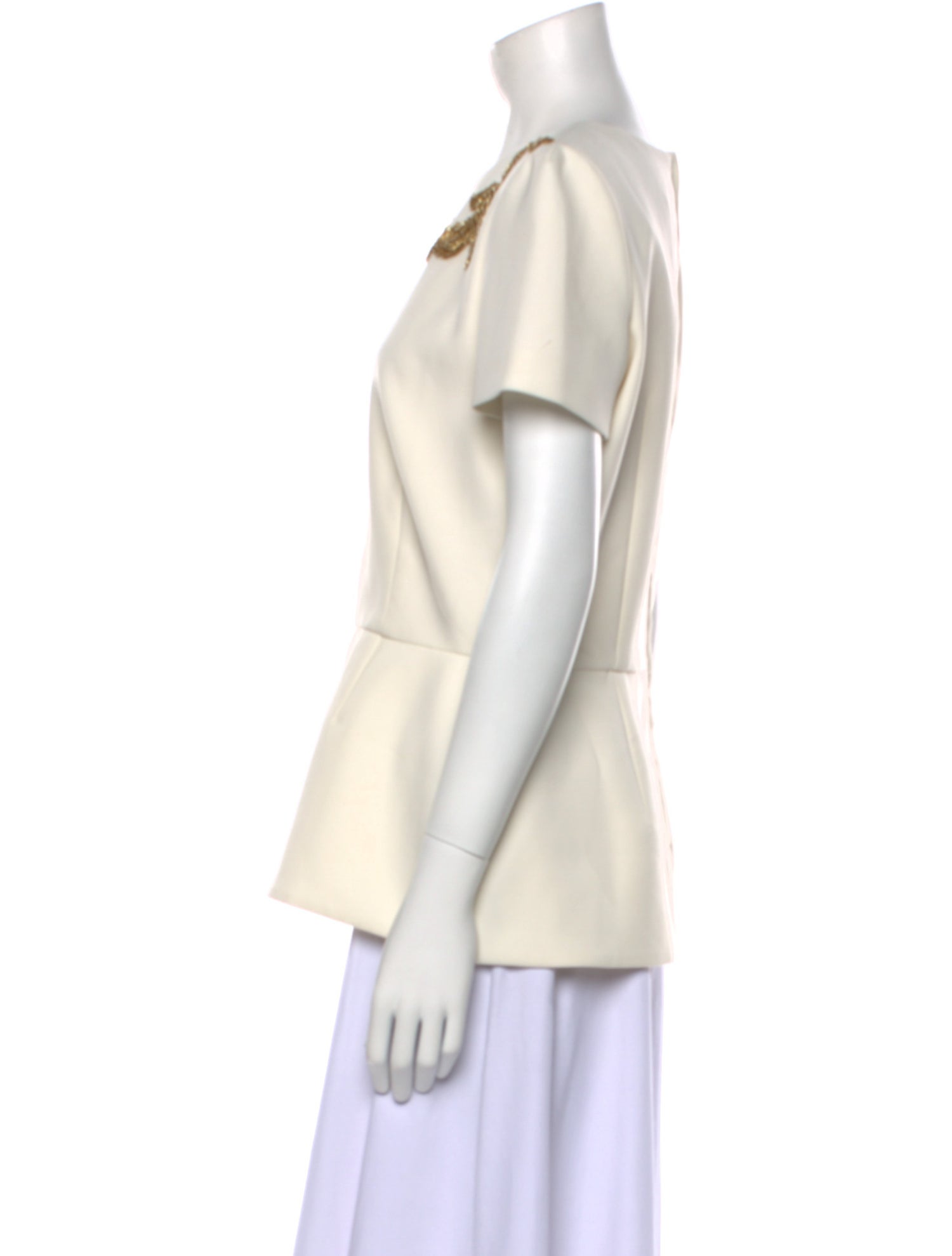Marchesa Bateau Neckline Short Sleeve Top