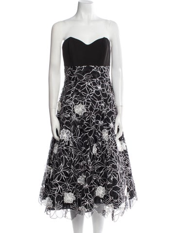 Marchesa Dresses Floral Print Knee-Length Dress L