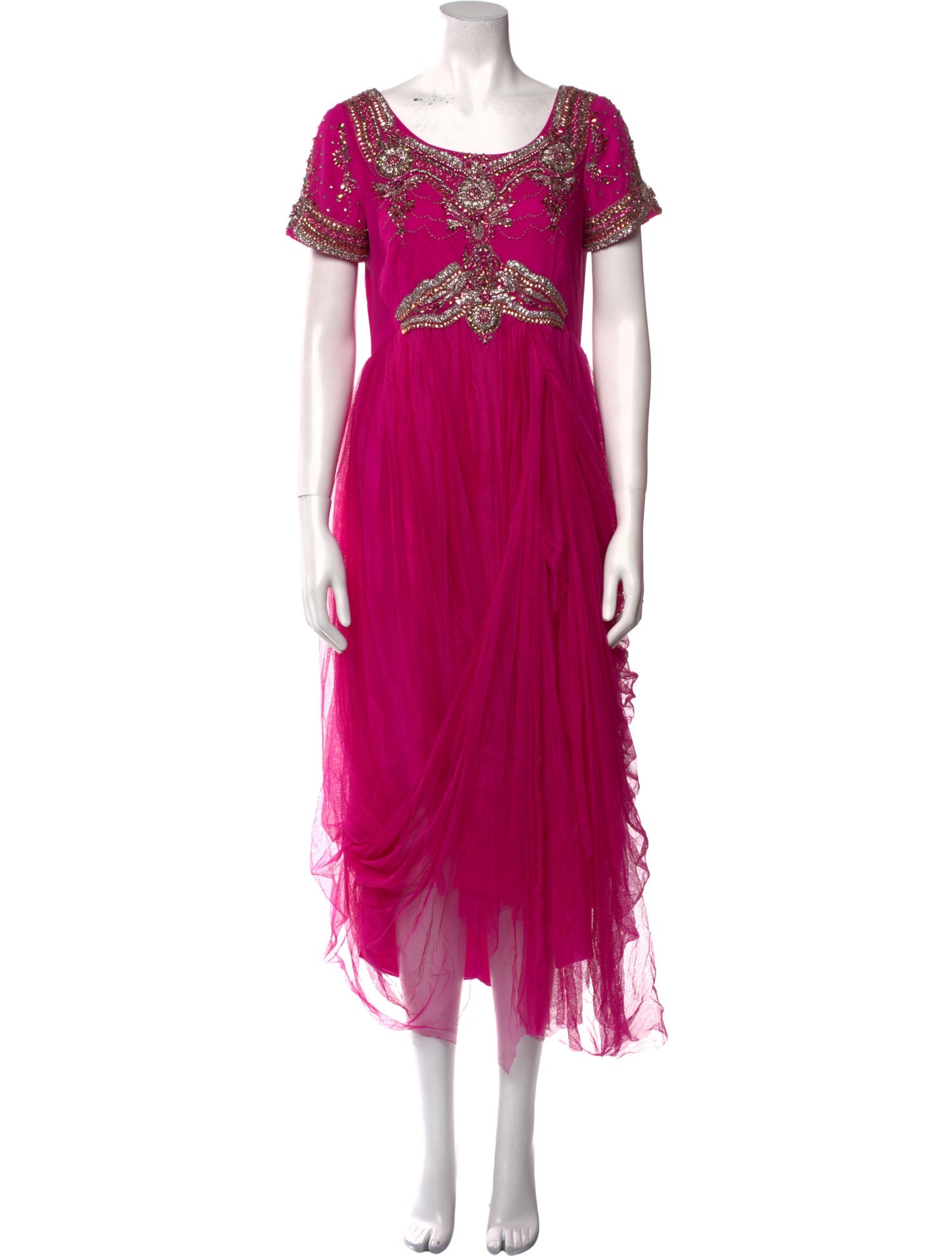 Marchesa Scoop Neck Long Dress